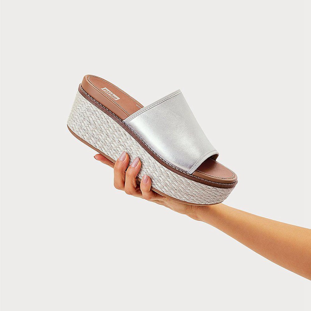 Fitflop Womens Wedge Silver - Eloise Mixed-metallics Slides - 50XPKOYJG